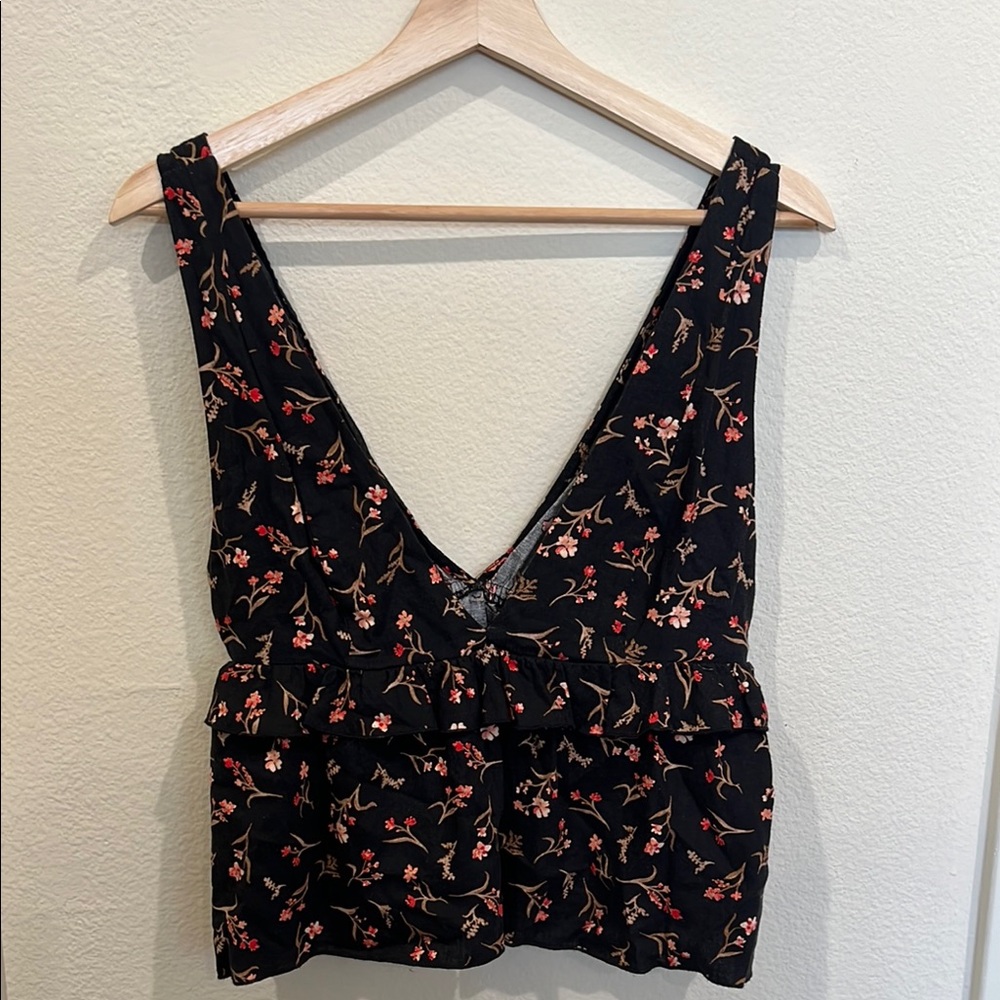 Floral Black Sleeveless Top